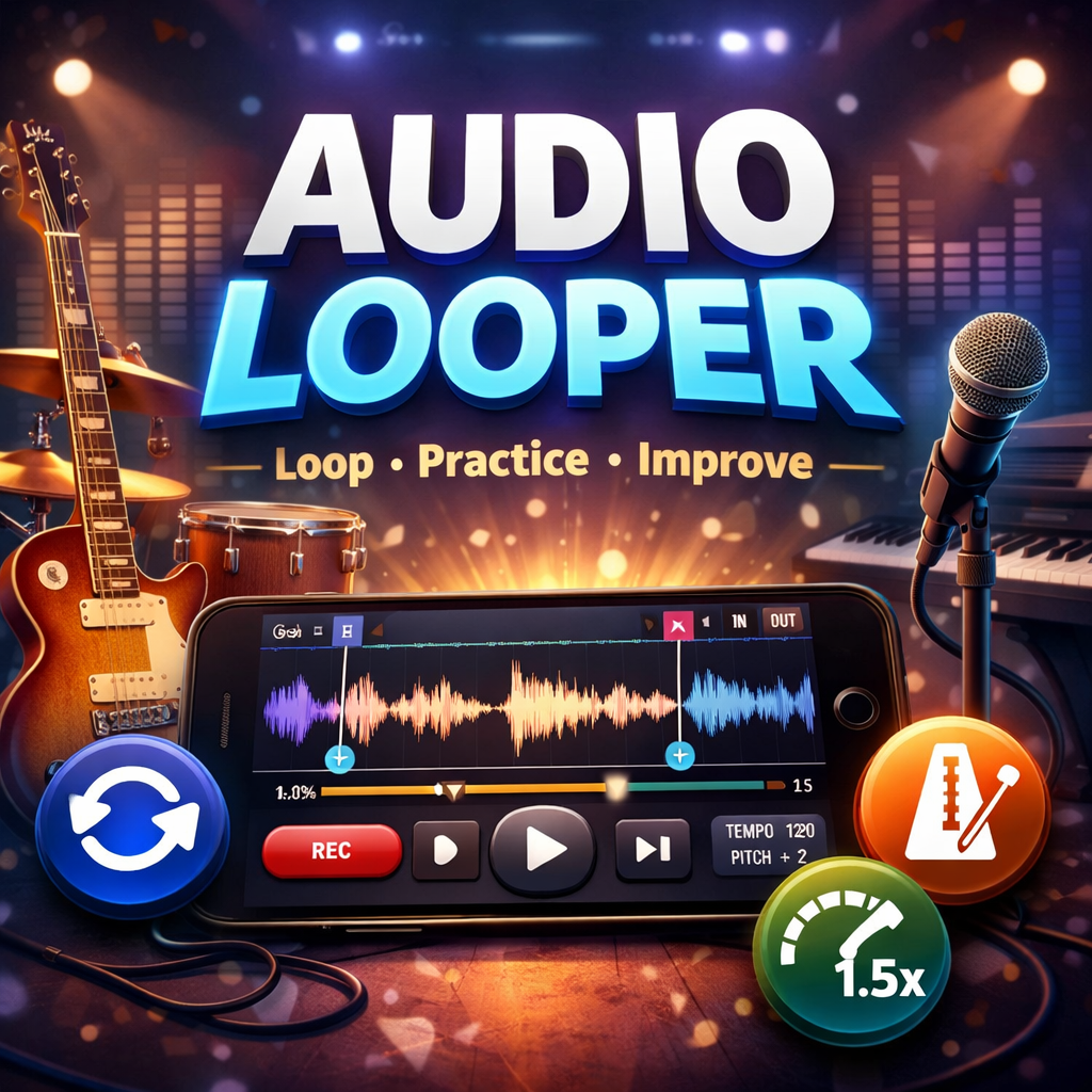 Advanced Improviser app showing waveform editor with loop regions